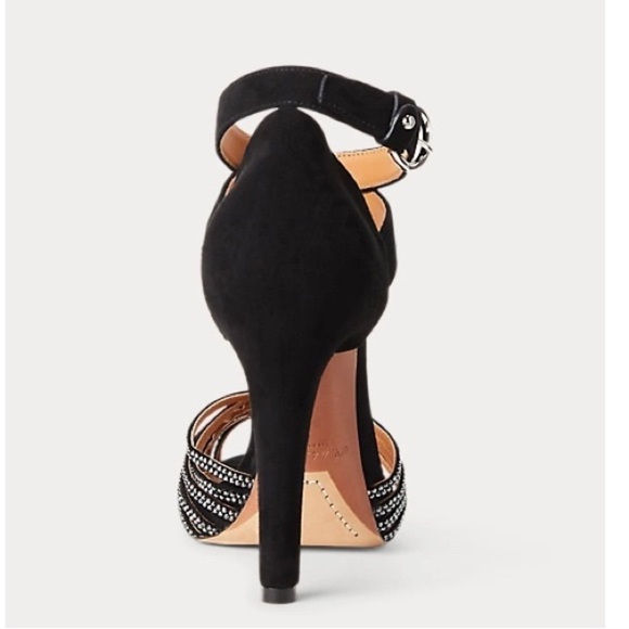 Ralph Lauren Purple Label Velia Embellished Goat-Suede Sandals Sz. 40 - Picture 4 of 16